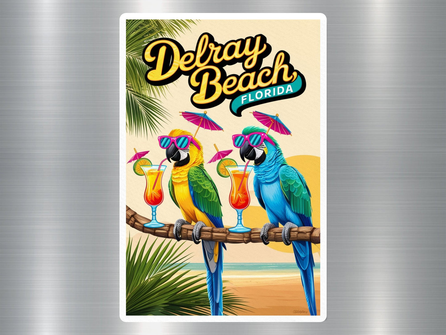 Delray Beach Florida Parrots Sticker