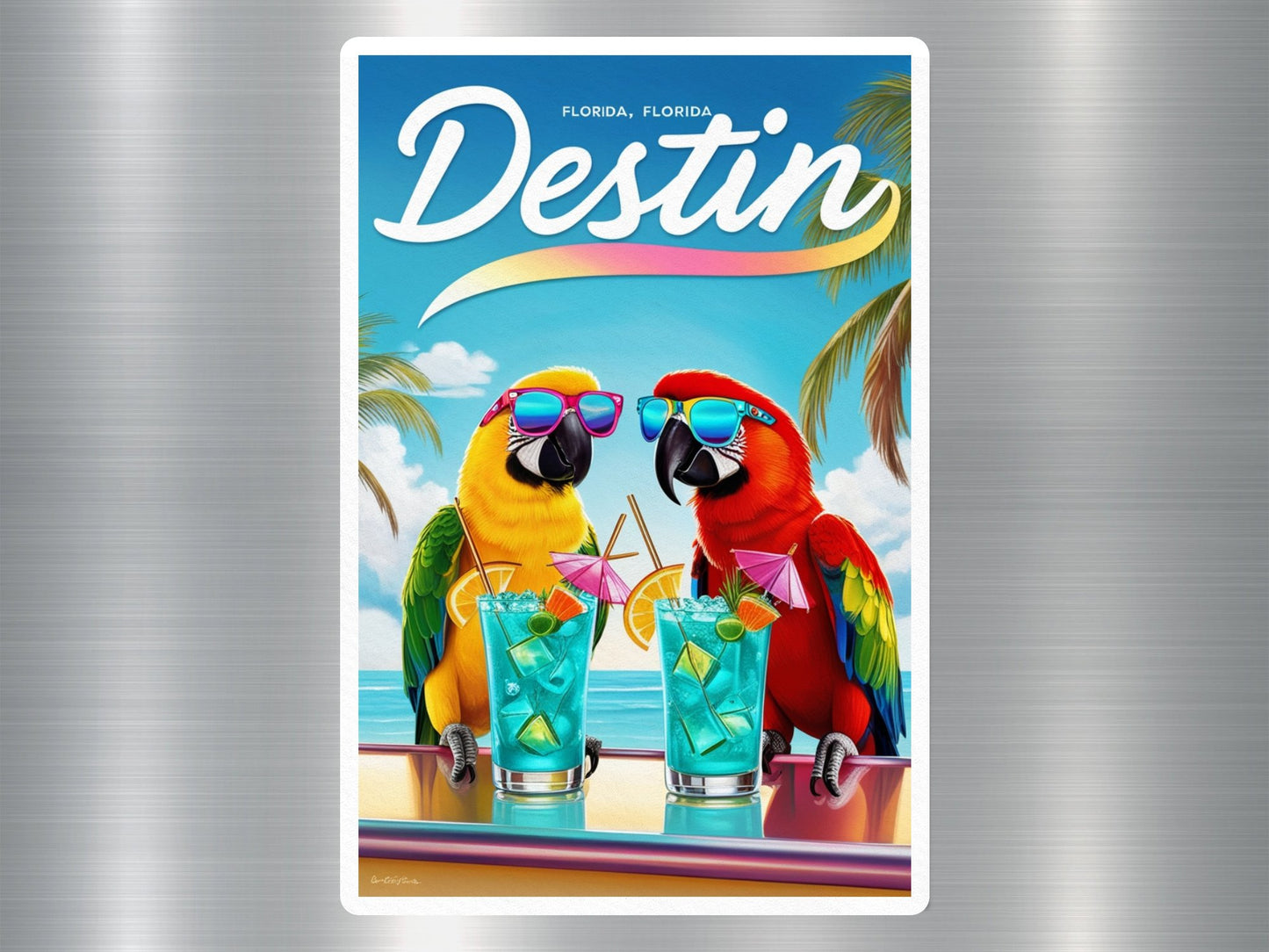 Destin Beach Florida Parrots Sticker