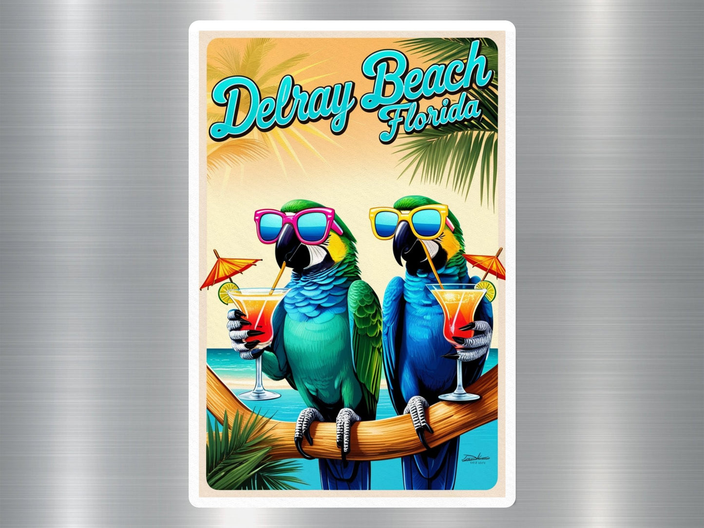 Delray Beach Florida Parrots Sticker