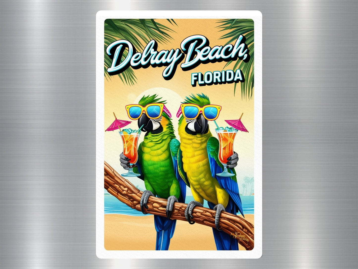 Delray Beach Florida Parrots Sticker