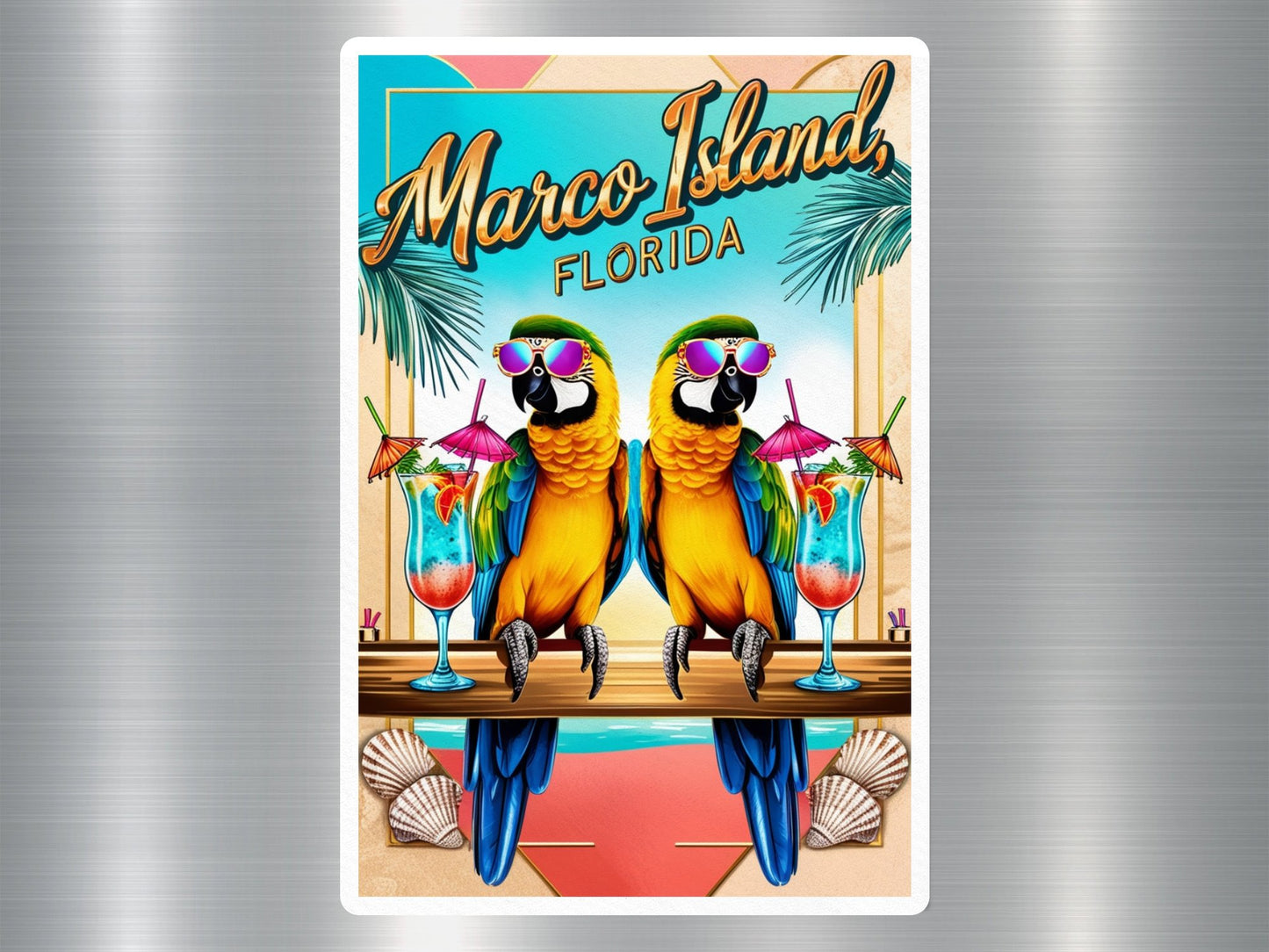 Marco Island Florida Parrots Sticker