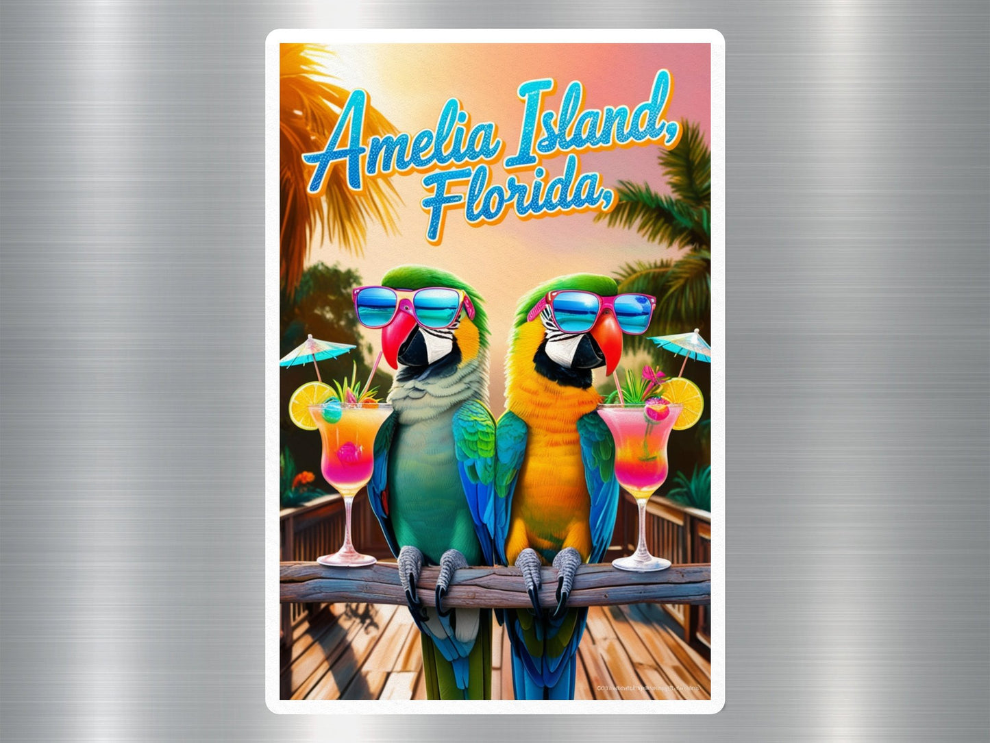 Amelia Island Florida Parrots Sticker