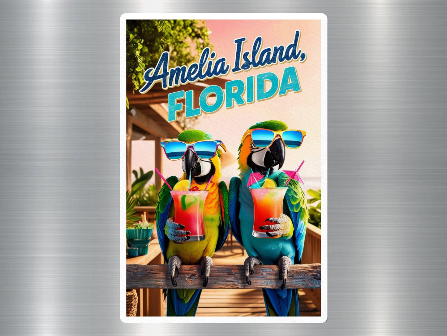 Amelia Island Florida Parrots Sticker