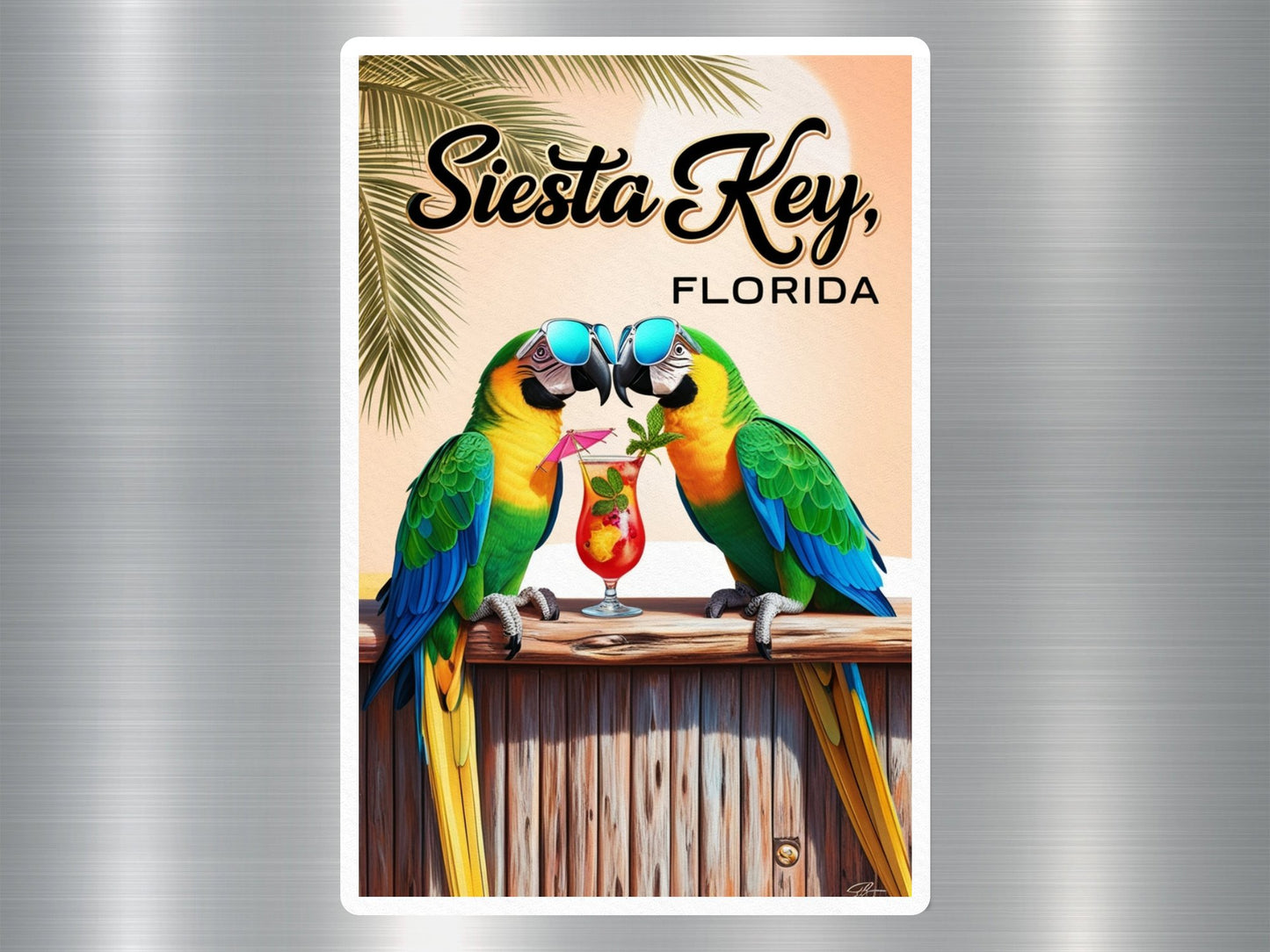 Siesta Key Florida Parrots Sticker