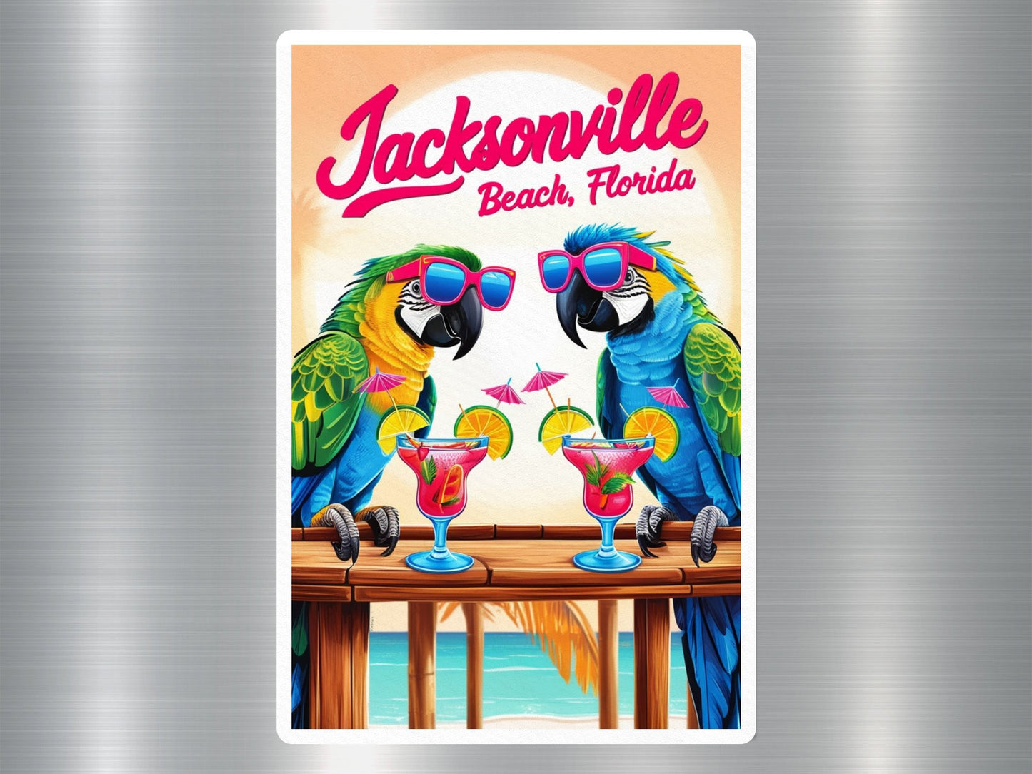 Jacksonville Beach Florida Parrots Sticker