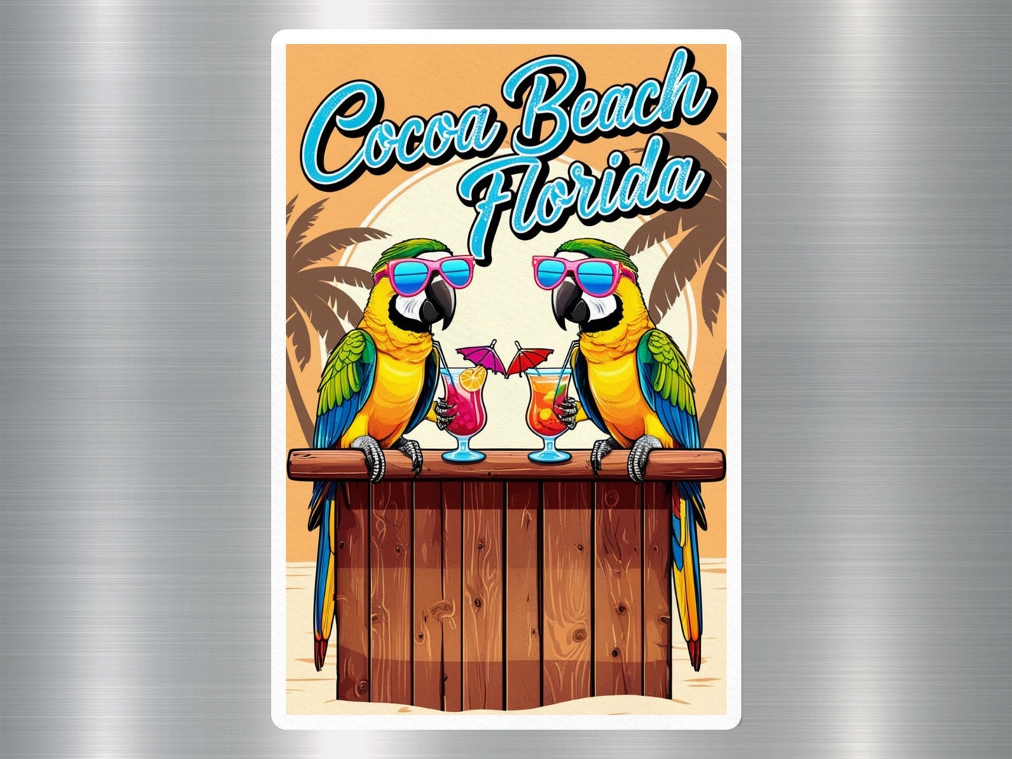 Cocoa Beach Florida Parrots Sticker