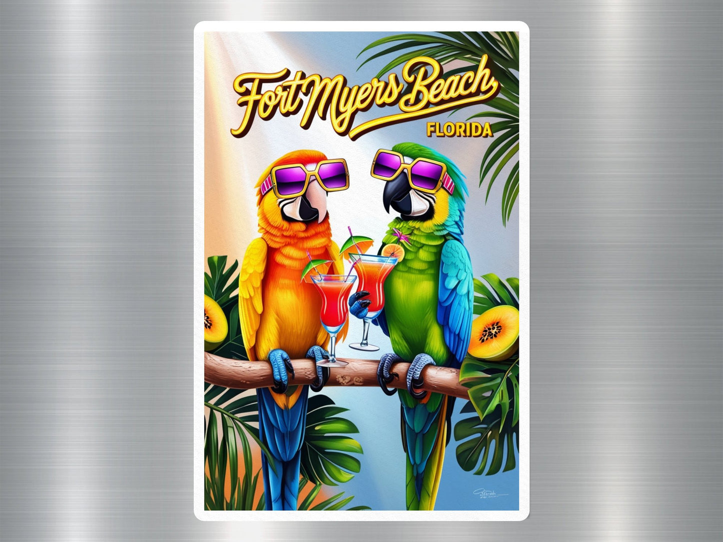 Wholesale Fort Myers Beach Florida Parrots Sticker