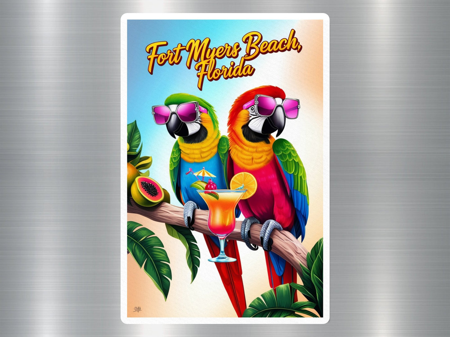 Fort Myers Beach Florida Parrots Sticker