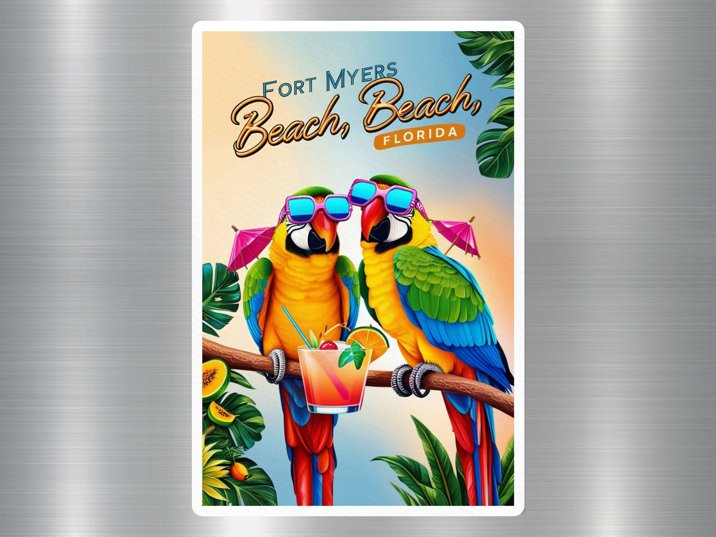 Fort Myers Beach Florida Parrots Sticker