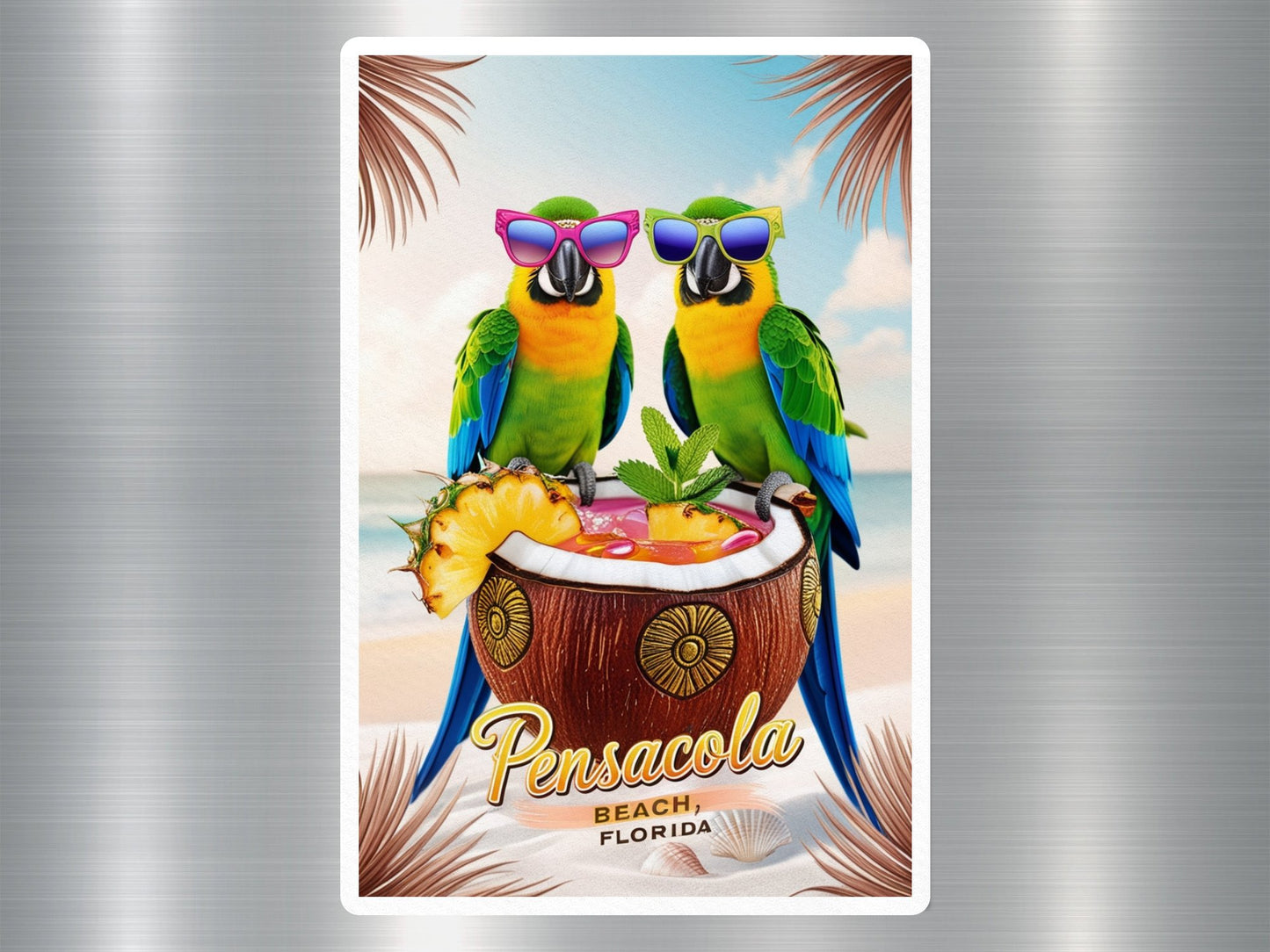 Pensacola Beach Florida Parrots Sticker