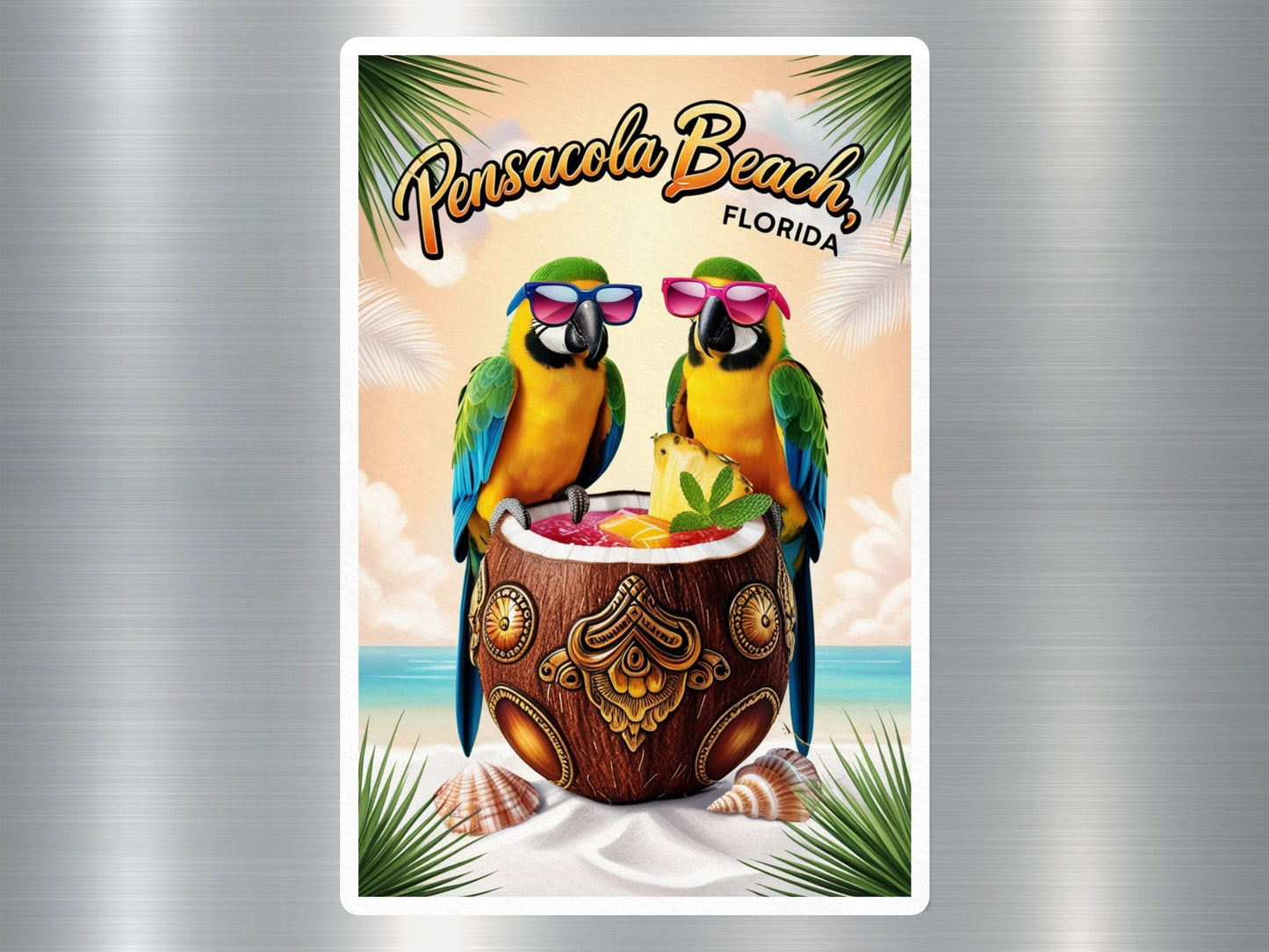 Pensacola Beach Florida Parrots Sticker