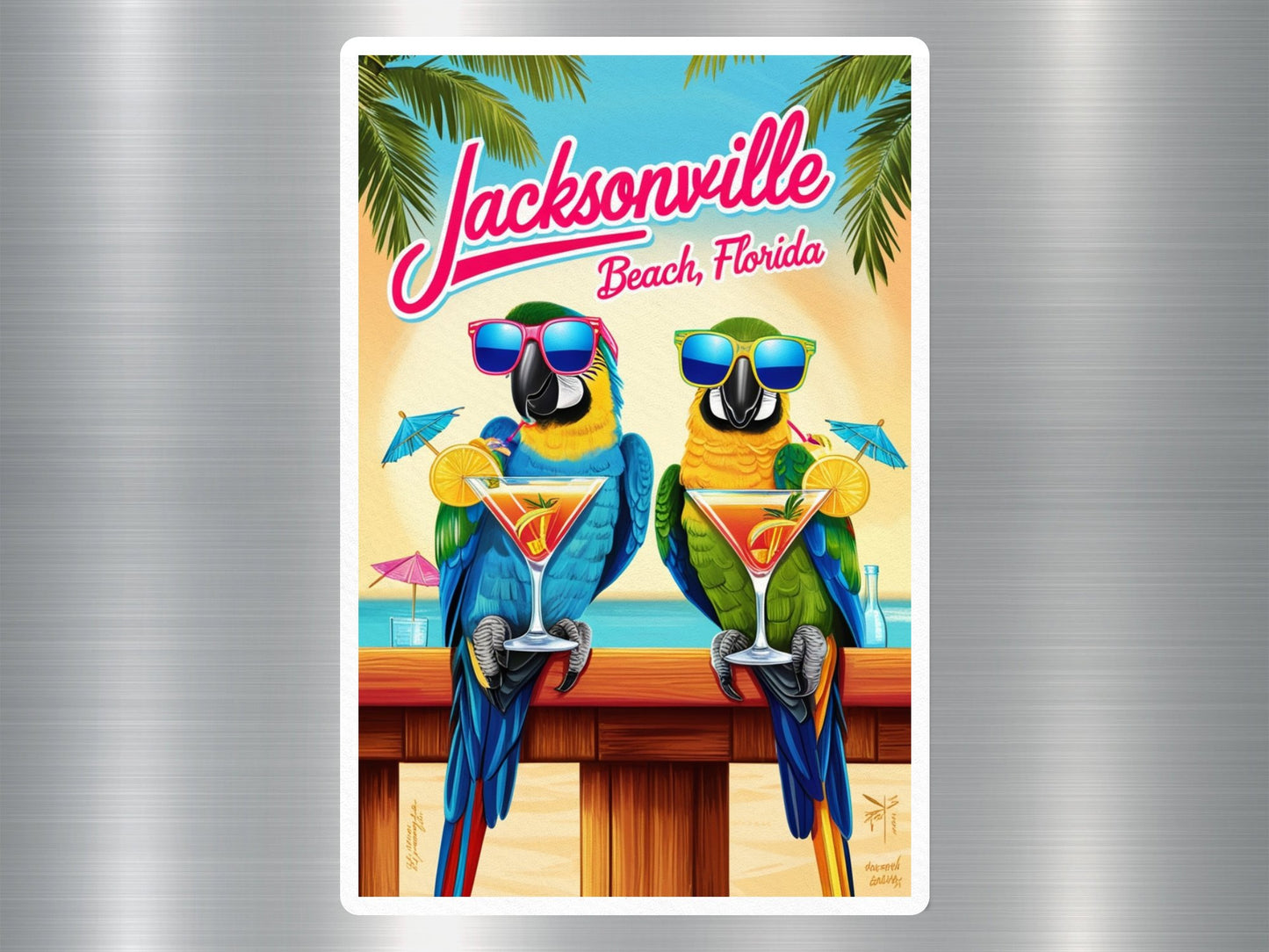 Jacksonville Beach Florida Parrots Sticker