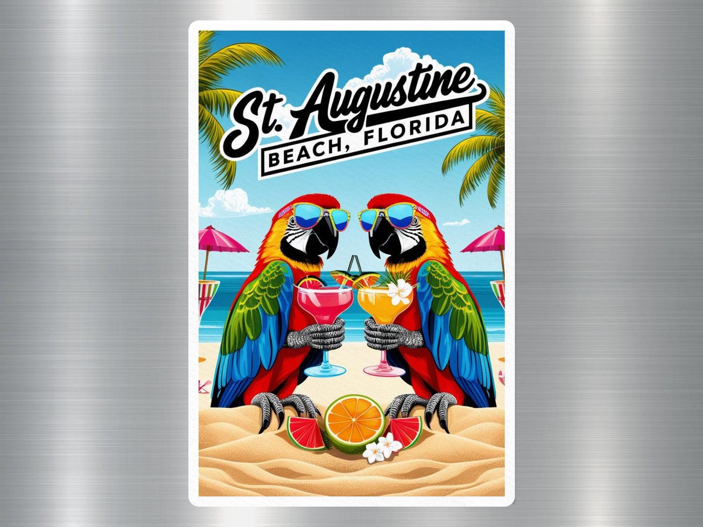 St.Augustine Beach Florida Parrots Sticker