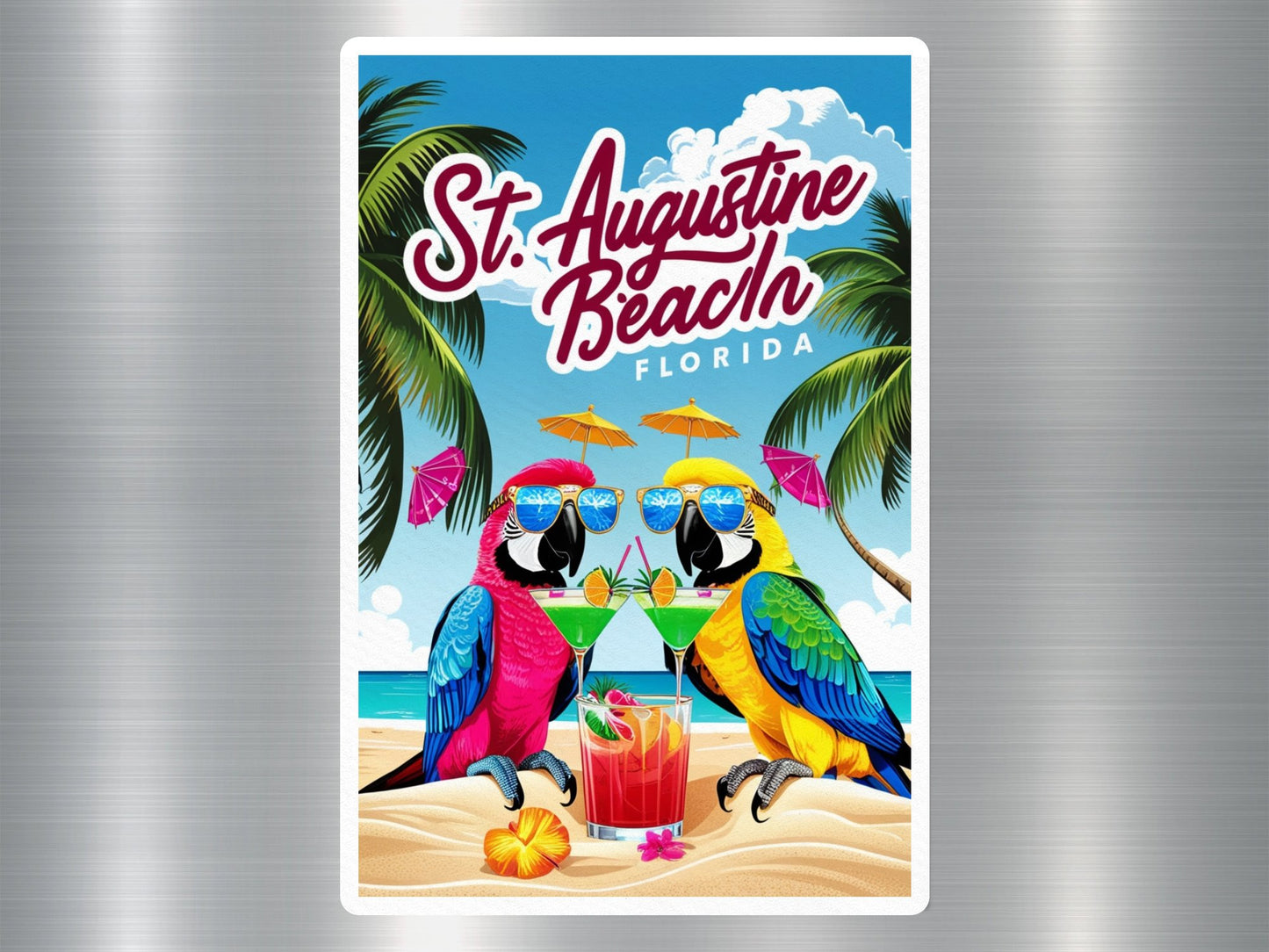 St.Augustine Beach Florida Parrots Sticker