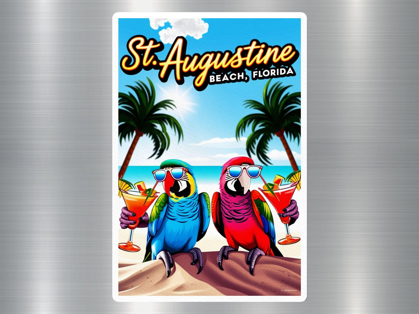 St.Augustine Beach Florida Parrots Sticker