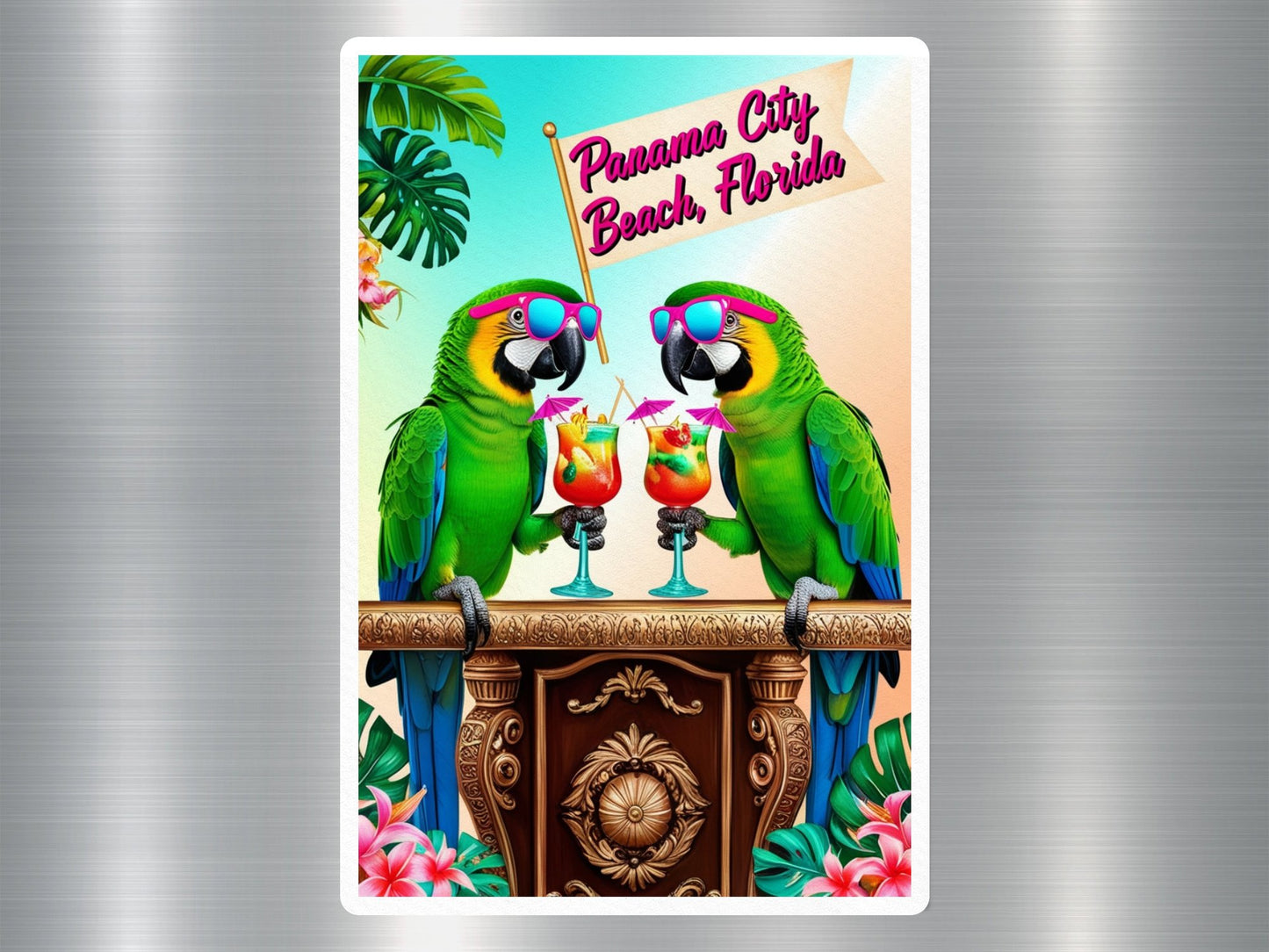 Panama City Beach Florida Parrots Sticker