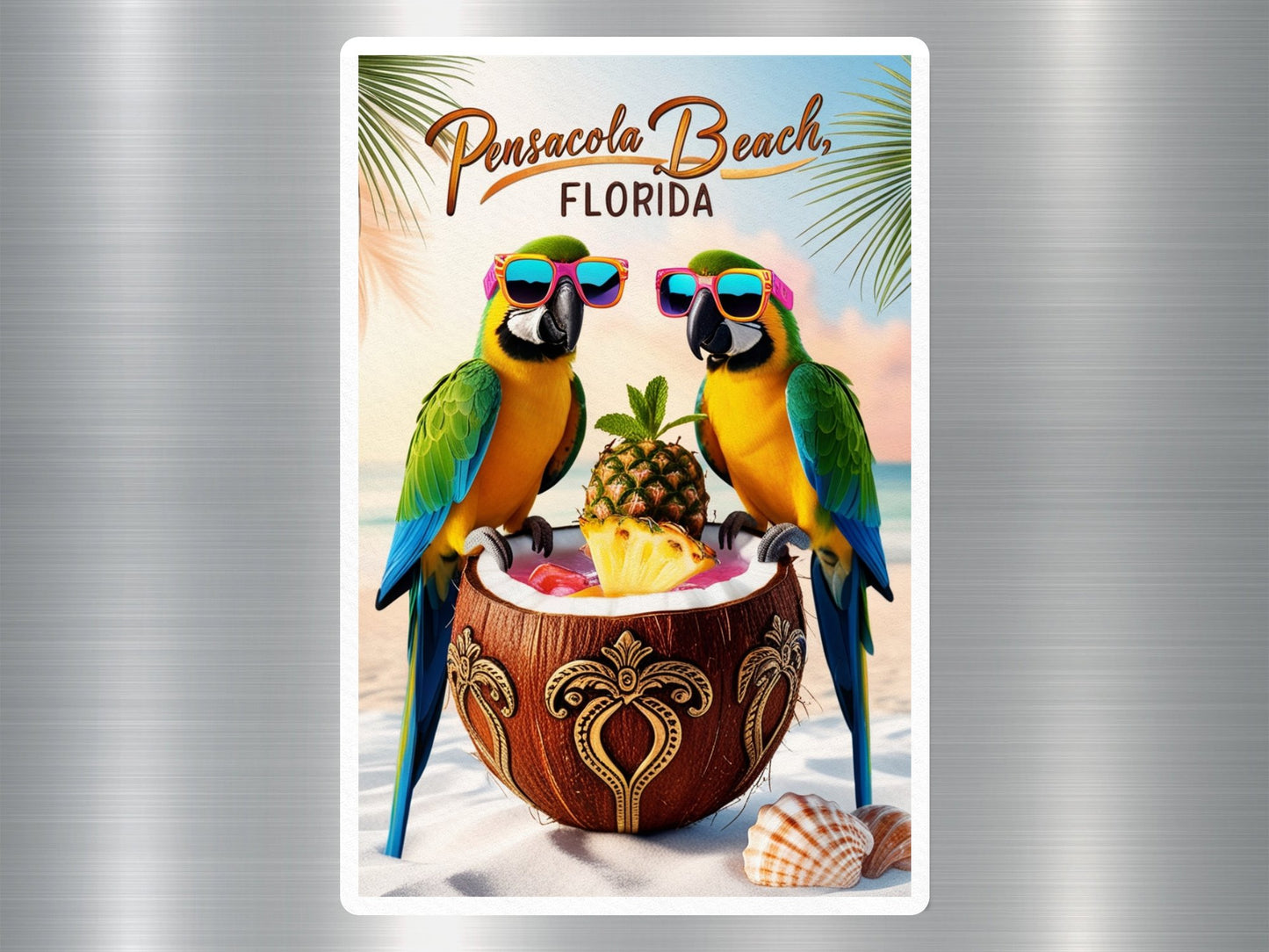 Pensacola Beach Florida Parrots Sticker