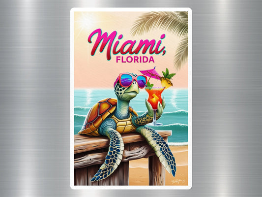 Miami Florida Turtle Sticker