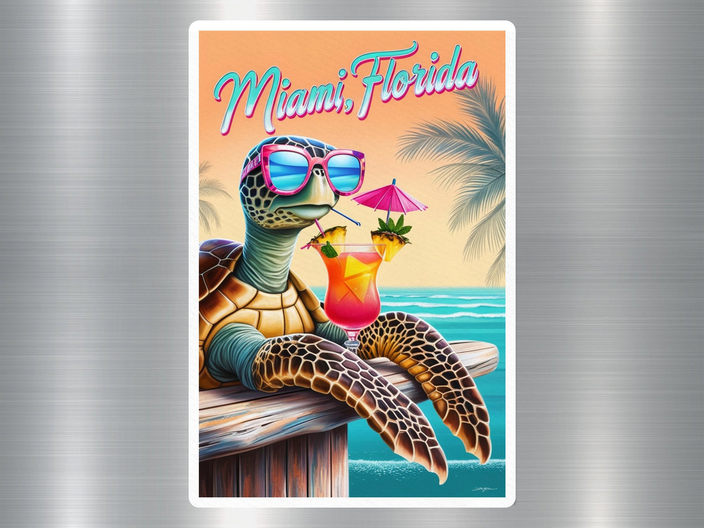 Miami Florida Turtle Sticker