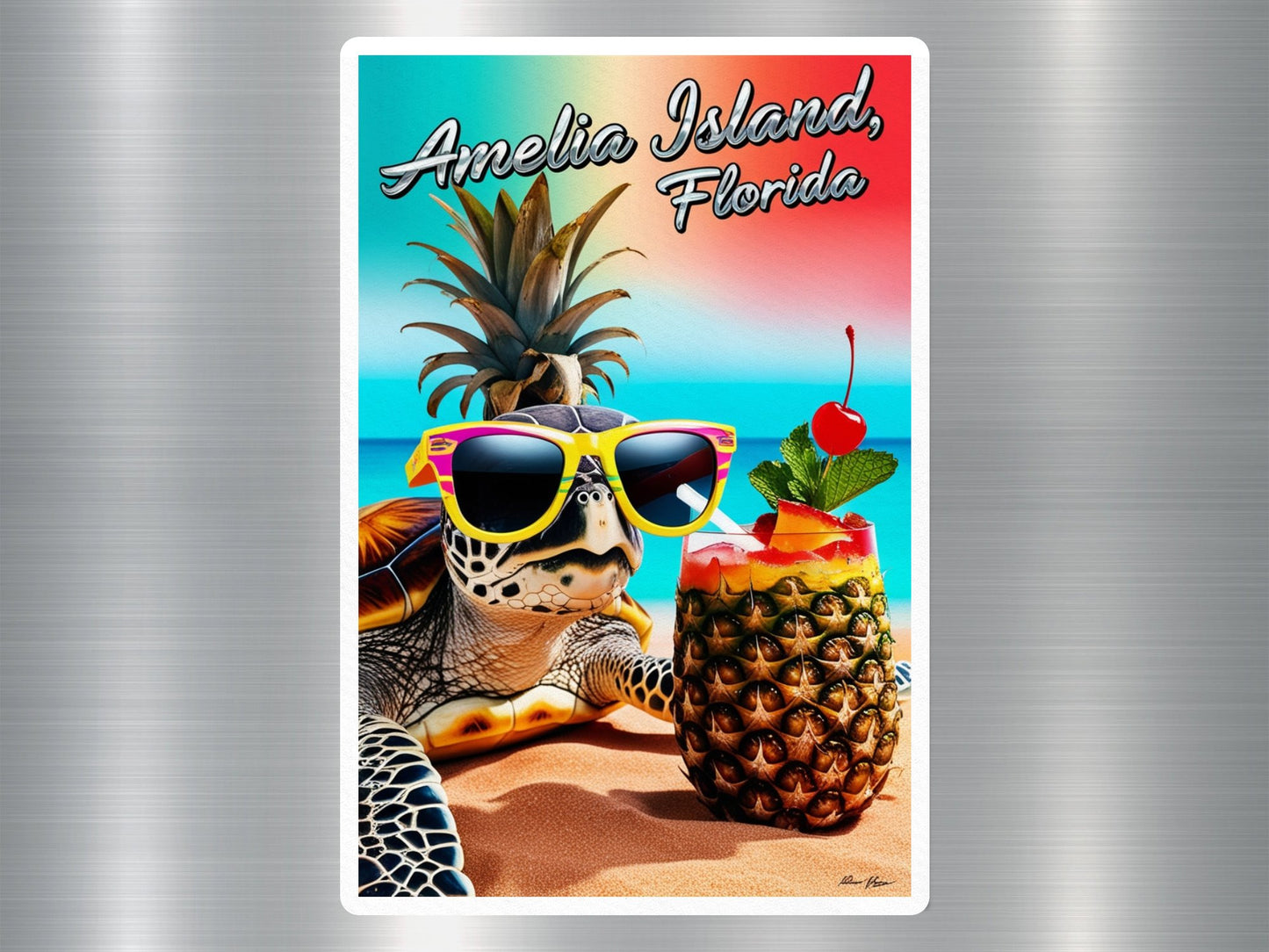 Amelia Island Florida Turtle Sticker