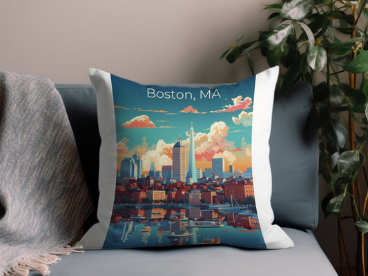 Vintage Boston MA 2 Throw Pillow