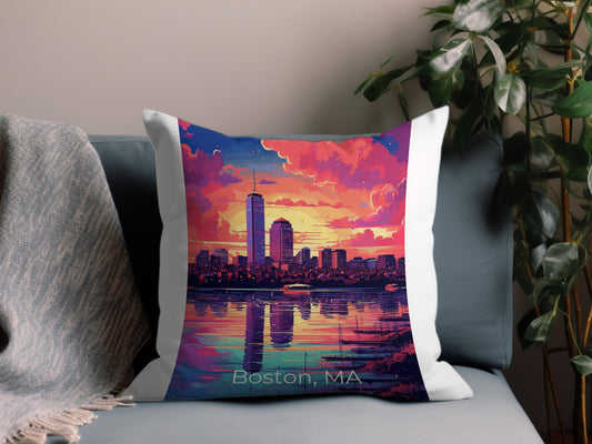 Vintage Boston MA 3 Throw Pillow