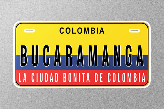 Bucaramanga Colombia License Plate Sticker