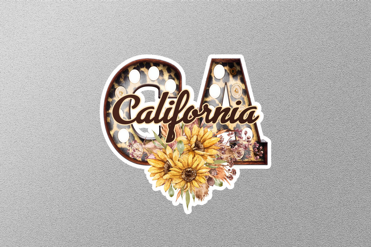 Floral Ca California With Sunflowers State Sticker
