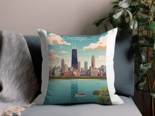 Vintage Chicago's IL Throw Pillow