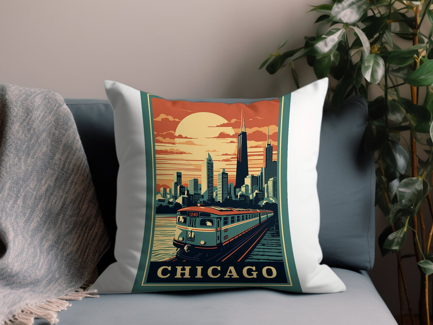 Vintage Chicago Throw Pillow