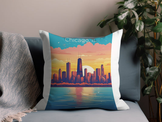 Vintage Chicago IL 2 Throw Pillow