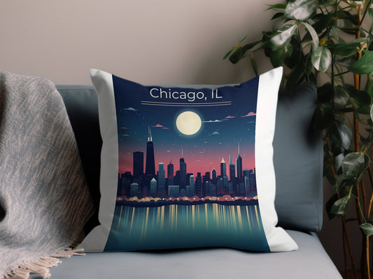 Vintage Chicago IL 3 Throw Pillow