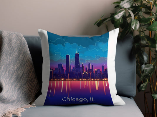 Vintage Chicago IL 4 Throw Pillow