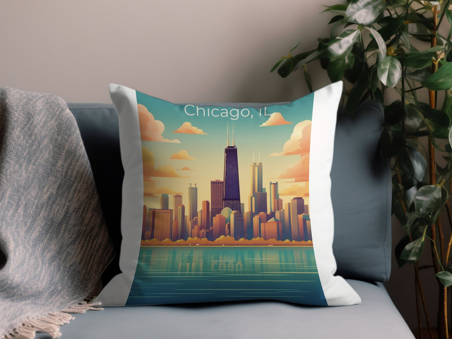 Vintage Chicago IL 6 Throw Pillow