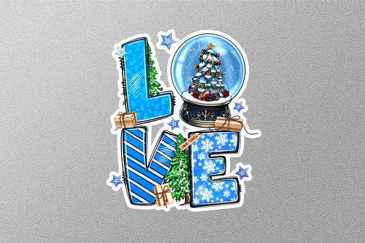 Christmas Love With Snow Globe Winter Holiday Sticker