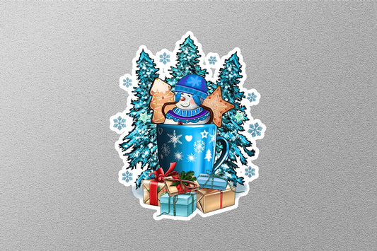 Christmas Snowman In The Coffee Winter Holiday Sticker