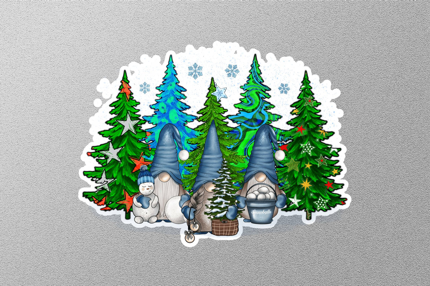 Christmas Gnomes With Trees Winter Holiday Sticker