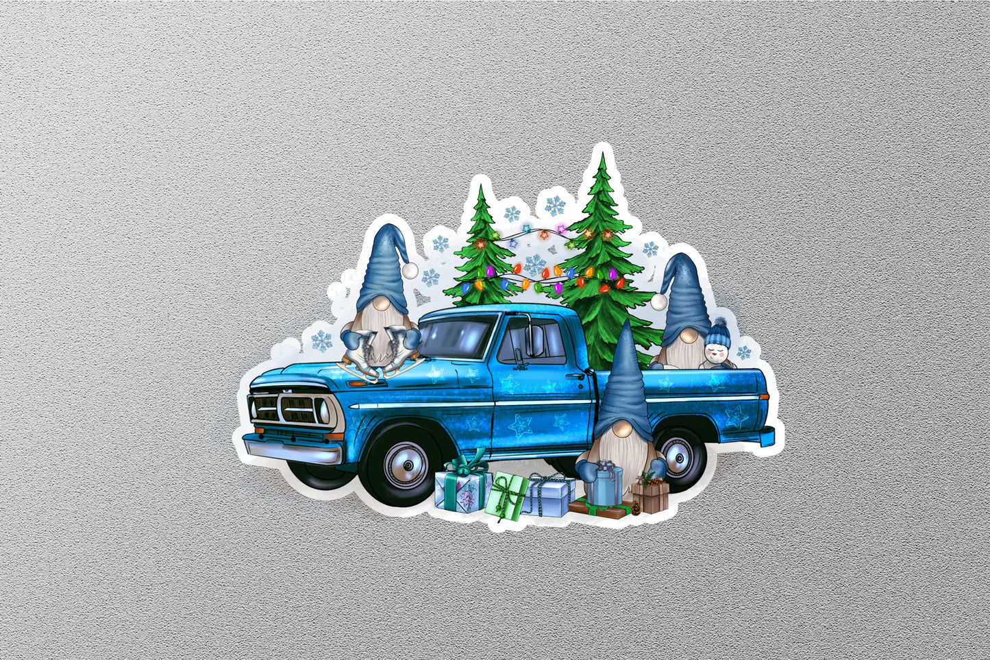 Christmas Winter Gnomes With Truck Winter Holiday Sticker