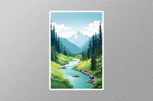 Wholesale Vintage Mountain River Travel Sticker