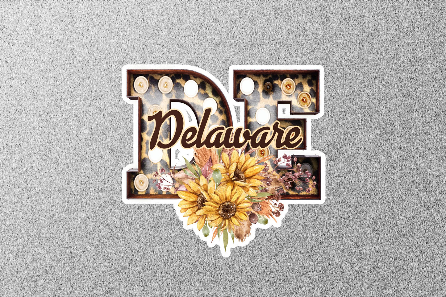 Floral DE Delaware With Sunflowers State Sticker