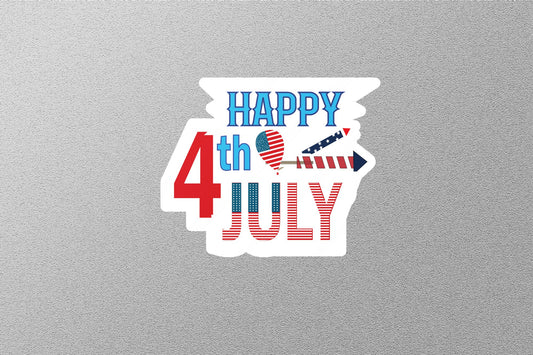 Happy 4th July American Flag Sticker