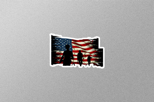 American Solider With Flag Sticker