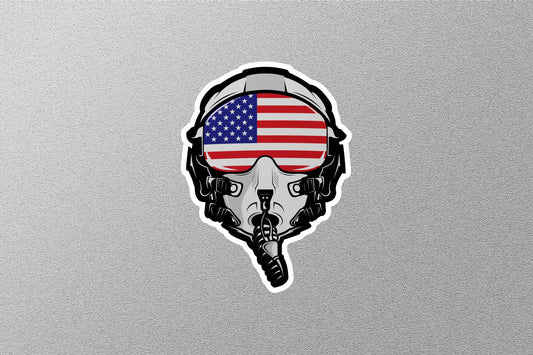 Pilot Helmet USA Flag Sticker