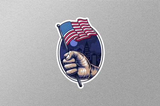 American Flag in Hand Sticker