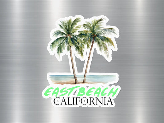 East Beach California Palm Tree Sticker