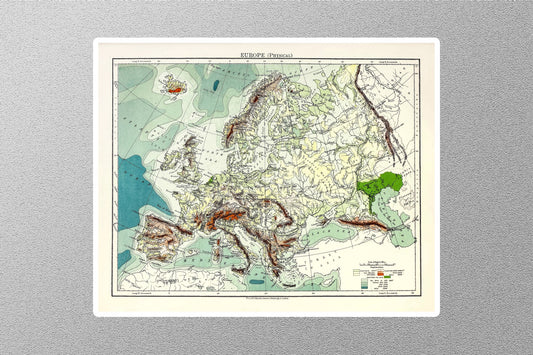 Europe Physical Map Sticker