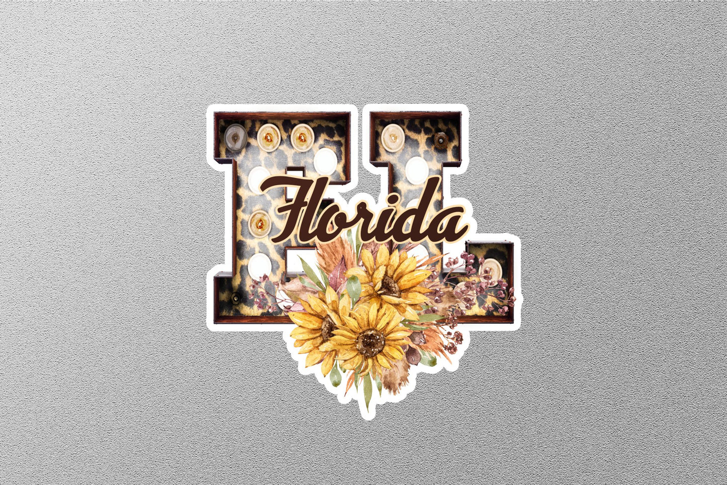 Floral FL Florida With Sunflowers State Sticker