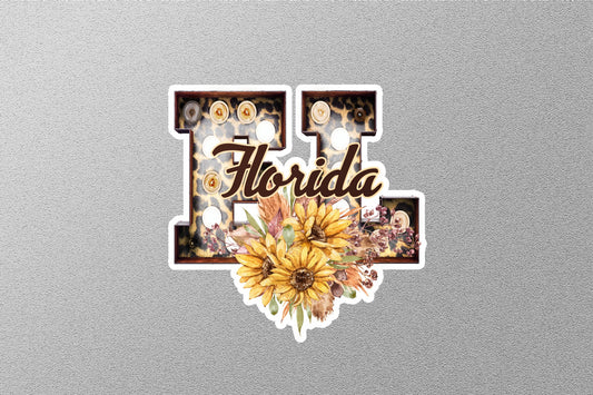 Floral FL Florida With Sunflowers State Sticker