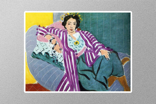 Woman in a Purple Coat Art Sticker