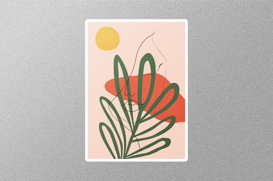 Abstract Sun Green Plant face Art Sticker
